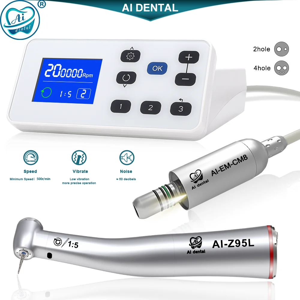 

AI-EM-CM8 Electric Micromotor LED Kit with Dental Low Speed Handpiece Z95L/Z25L/Z45L/Z65L/Z15L Contra Angle Equipment 2/4 Holes