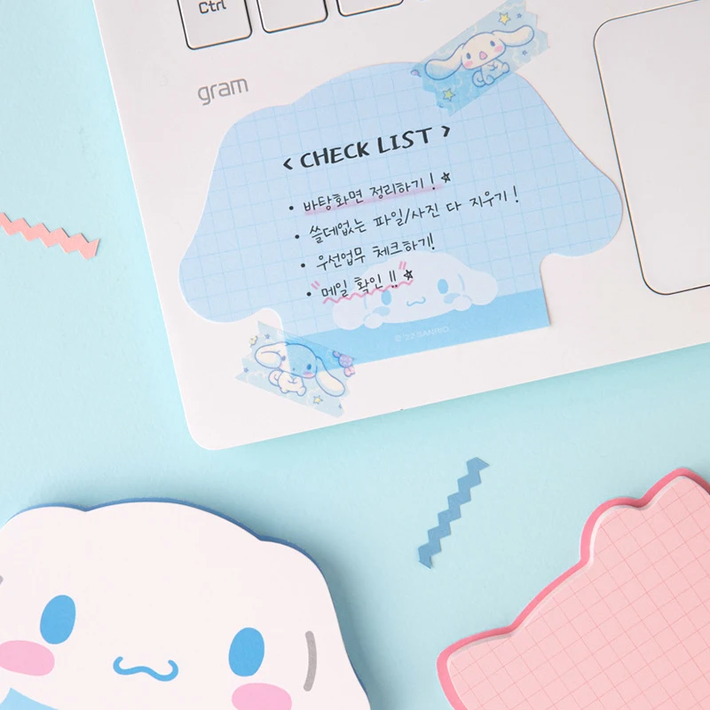 Sanrio Cartoon Sticky Notes, Material de Escritório Bonito, Material Escolar Engraçado, 1 Conjunto