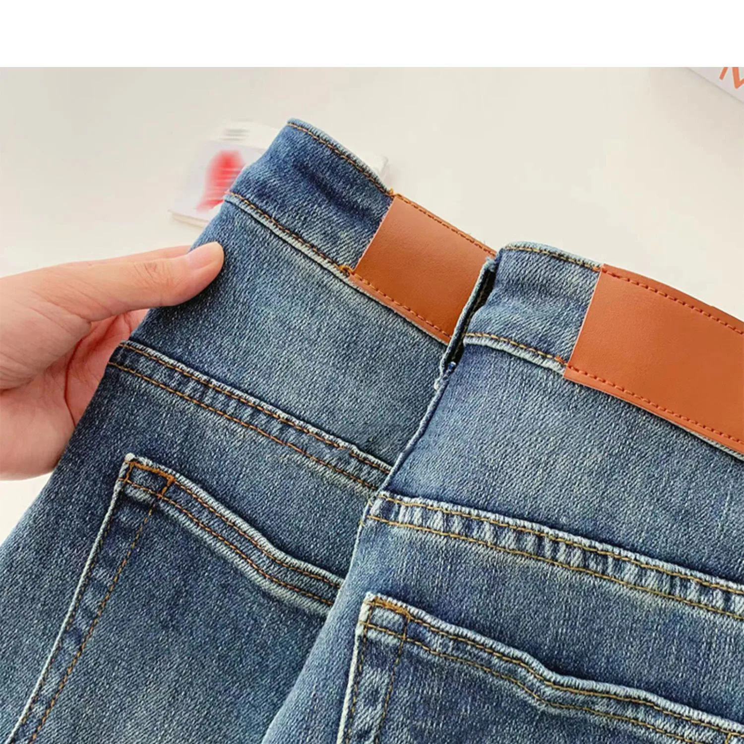 Frauen Hohe Taille Flare Jeans Einfache Stickerei Druck Lange Denim Hosen S-3XL Tiefblau Denim Hosen Weibliche Freizeit Outfit Hosen