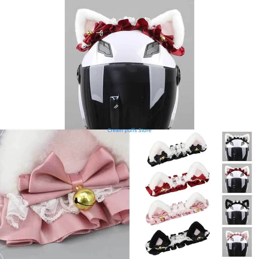 

50LE Girls Ski Helmet Decoration Furry Kitten Ears Hair Bike Ski Cycling Helmet