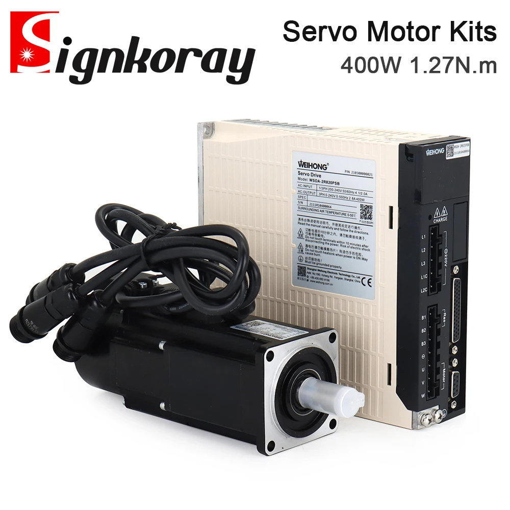 

SignkoRay WeiHong WSDA 400W Bus Type Servo Motor Driver Kits 1.27N.m 0.85A 220V Absolute Value With Brake for CNC Router