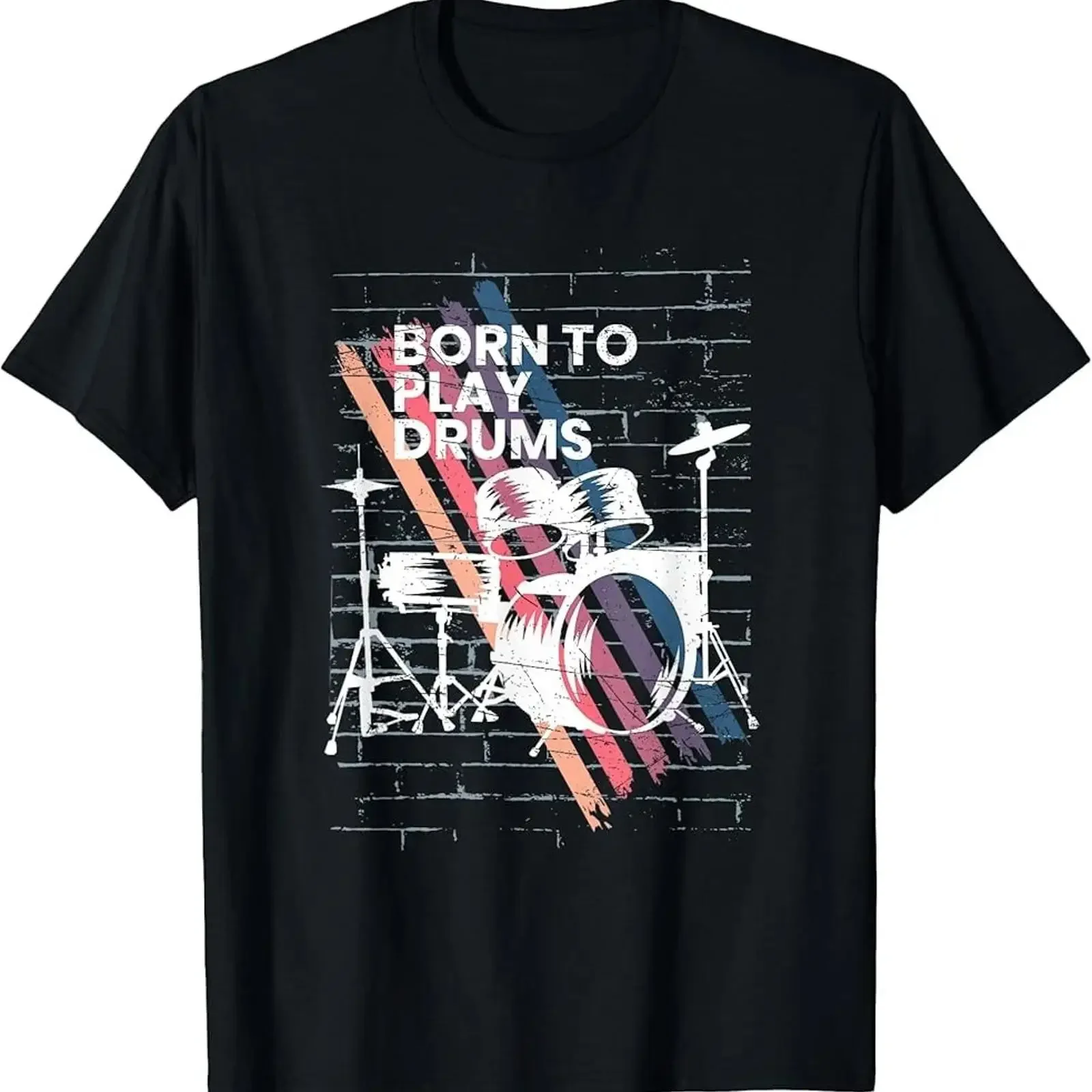 Cool Drum Kit Percussion Retro Drummer T shirt vintage Washed Unisex Slightly Stretched Soft graphic Top For Everyday Wear