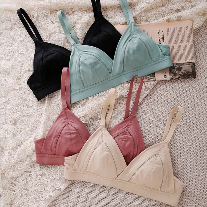 

Womens Bras Sexy Lingerie Wireless Triangle Bralette Push Up Bra Seamless BH Tops Beach Underwear Size AA A B C Cup