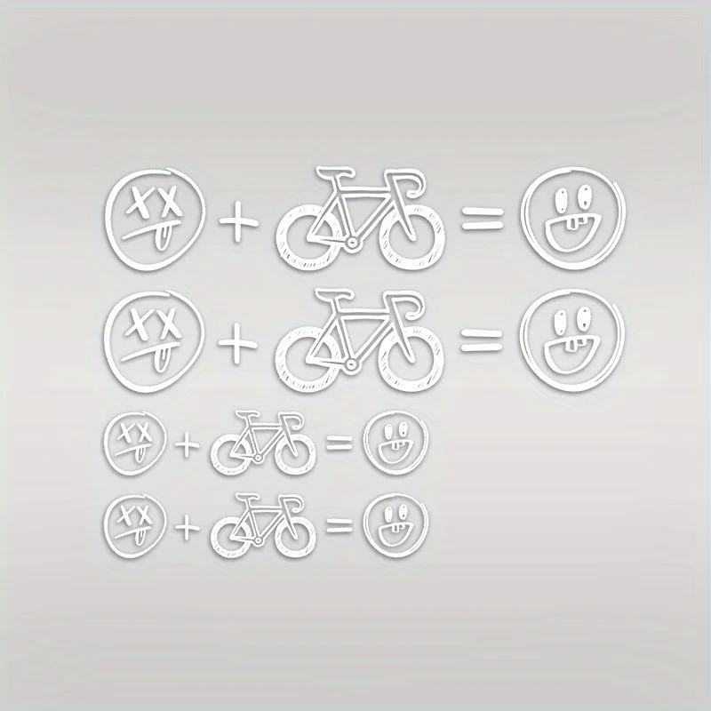 4 Stück/Blatt Happy Face Fahrradaufkleber – Rennrad-Dekoration, universell für Motorrad und Auto, Weihnachtsgeschenke