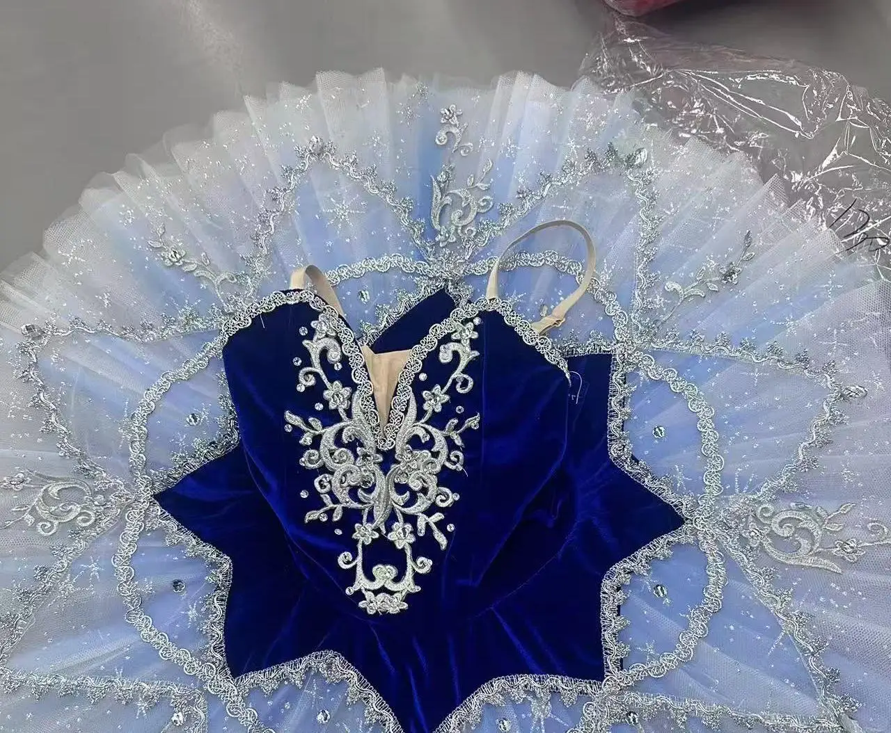 Tutú de Ballet profesional para mujer y niña, falda de Ballet con lentejuelas azules, bailarinas para niños, ropa de actuación, vestido de princesa