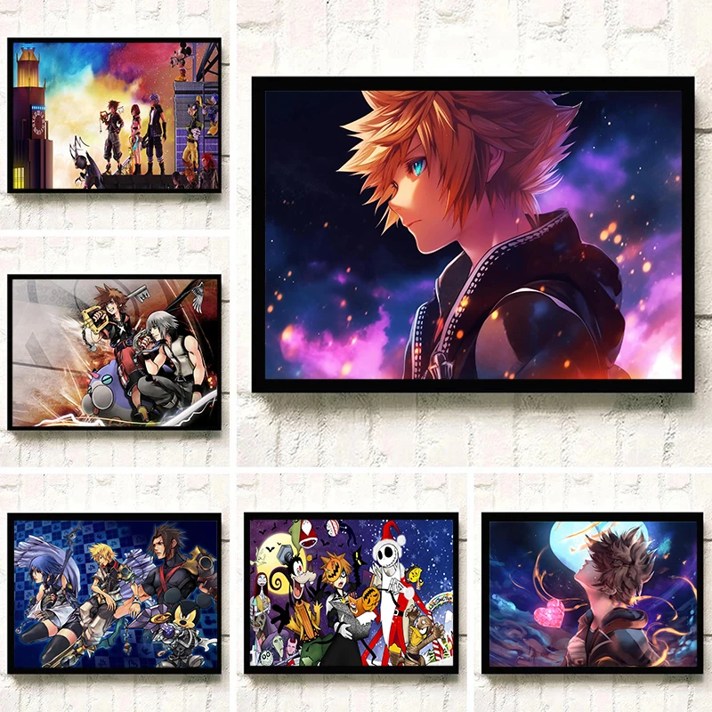 Juegos clásicos Anime Kingdom Hearts Pop Art Poster lienzo pintura impresiones sala de estar juego salón decoración del hogar pintura sin marco