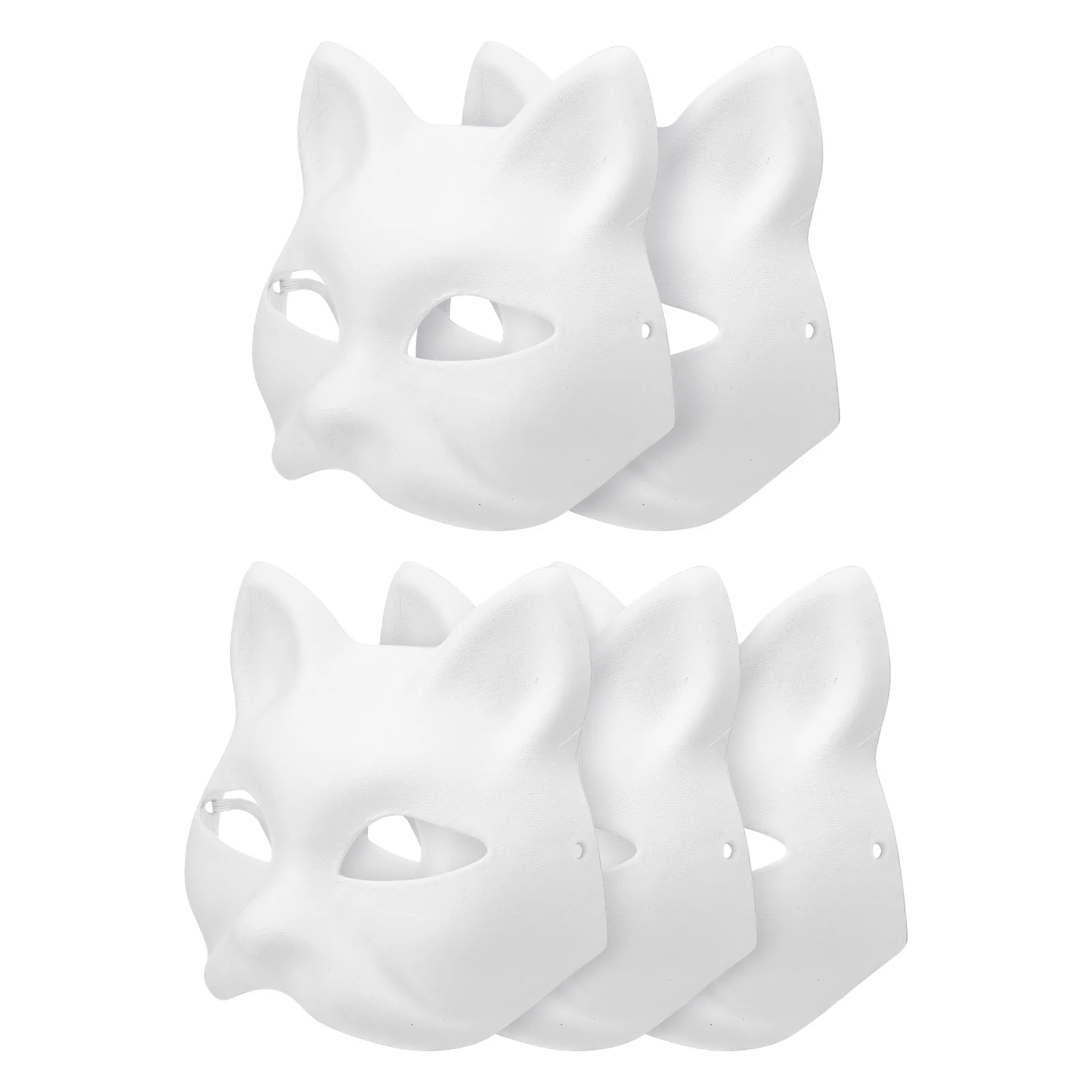 

5pcs Hand Painted Blank Masks for Masquerade Party Cat Face DIY Halloween White Paper Craft Bulk Customize Sequins Accessories