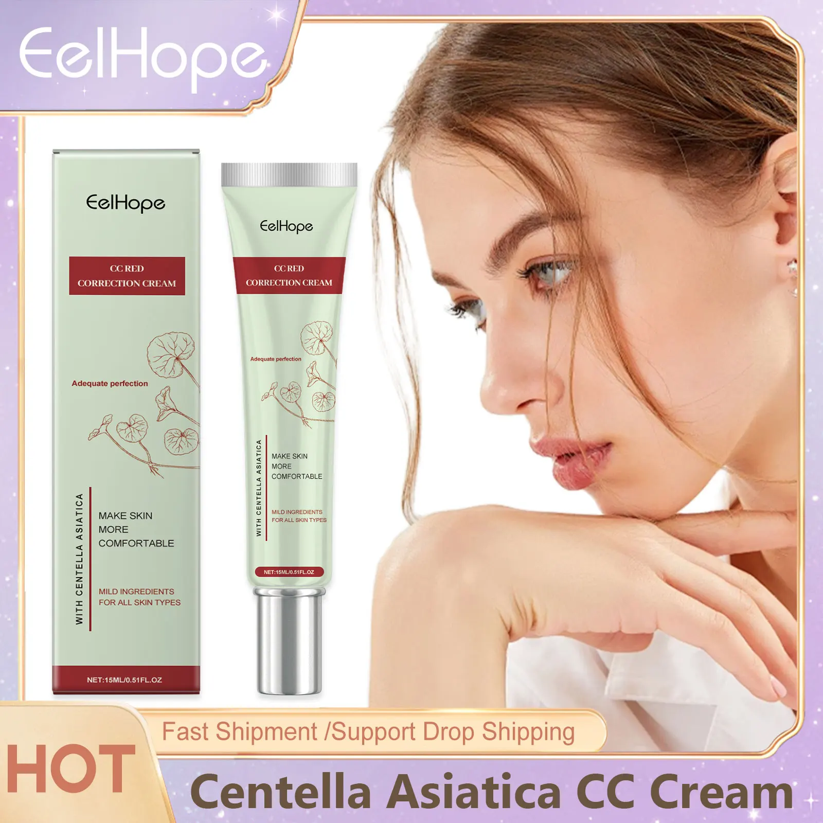 Centella Asiatica CC Cream Foundation Color Correcting Facial Repair BB Cream Full Coverage Natural Concealer Whitening Liquid