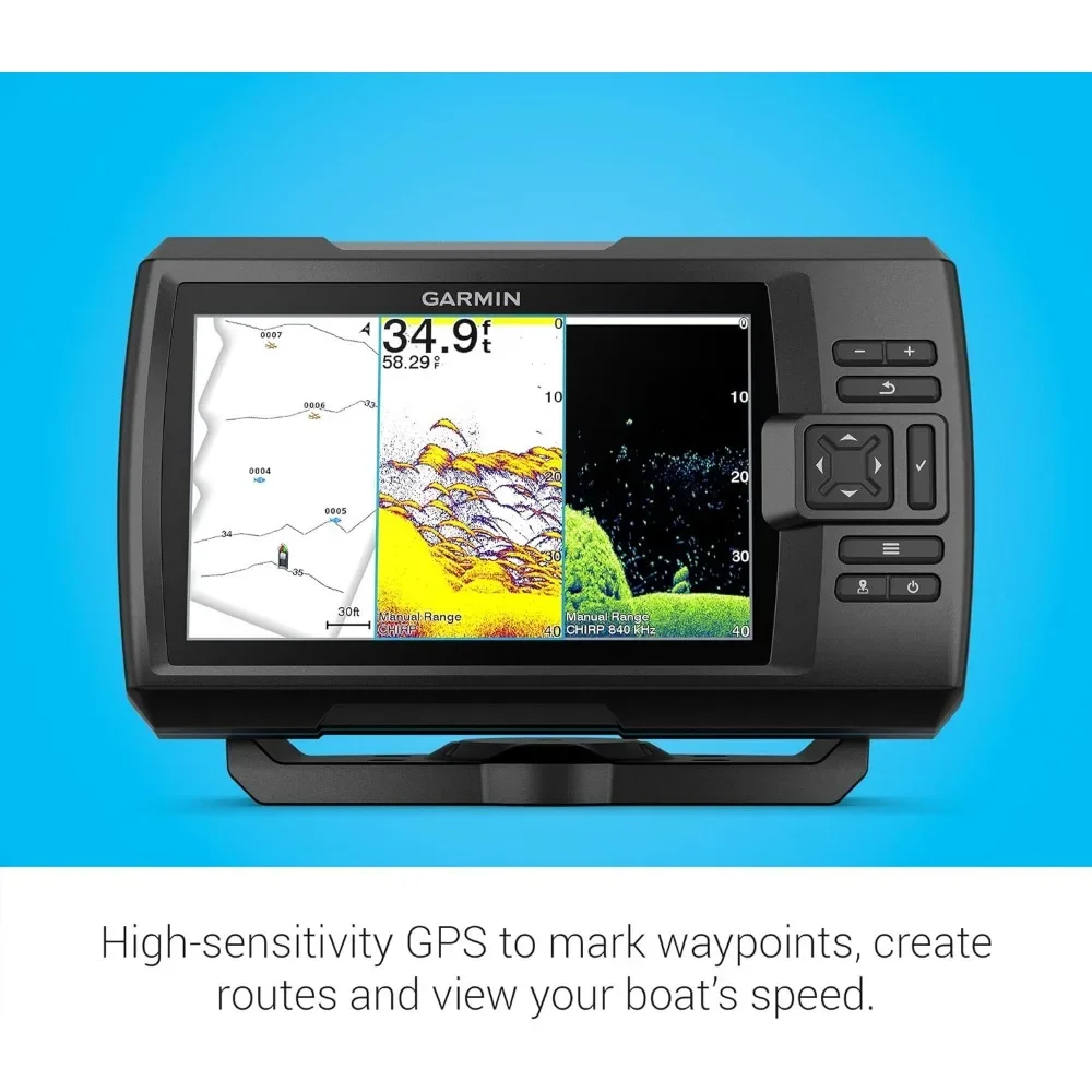 %a لـ Striker Vivid 7cv، محول ألوان Fishfinder ومحول السونار مقاس 7 بوصات سهل الاستخدام، لوحات ألوان السونار ذات المسح الزجاجي