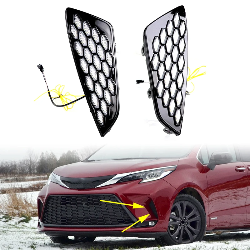 

Для Toyota Sienna XLE Sport 2021 2022 1 пара автомобильных дневных ходовых огней водонепроницаемые светодиодный льные светодиодные дневные ходовые огни противотуманные фары аксессуары для дневсветильник света