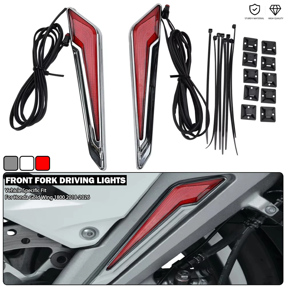 Motorcycle Front Fork Mounted Driving Lights Inserts LED Turn Signal Fits For Honda Gold Wing 1800 DCT Goldwing GL1800 2018-2026