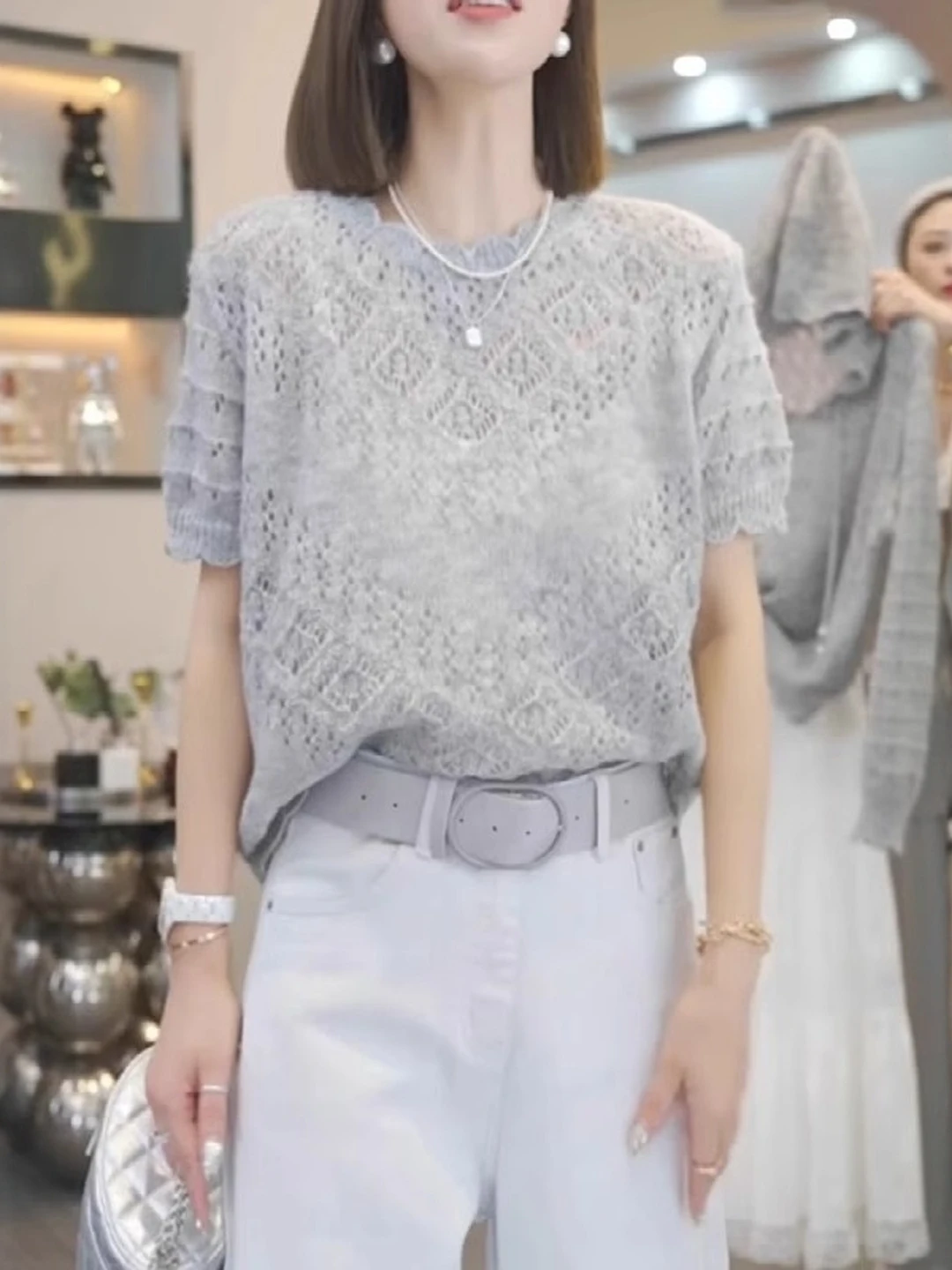 

Женский вязаный топ с вырезом ort Sve, свободный летний дизайн, дышащий, повседневный, круглый, Ne Regular, тонкий