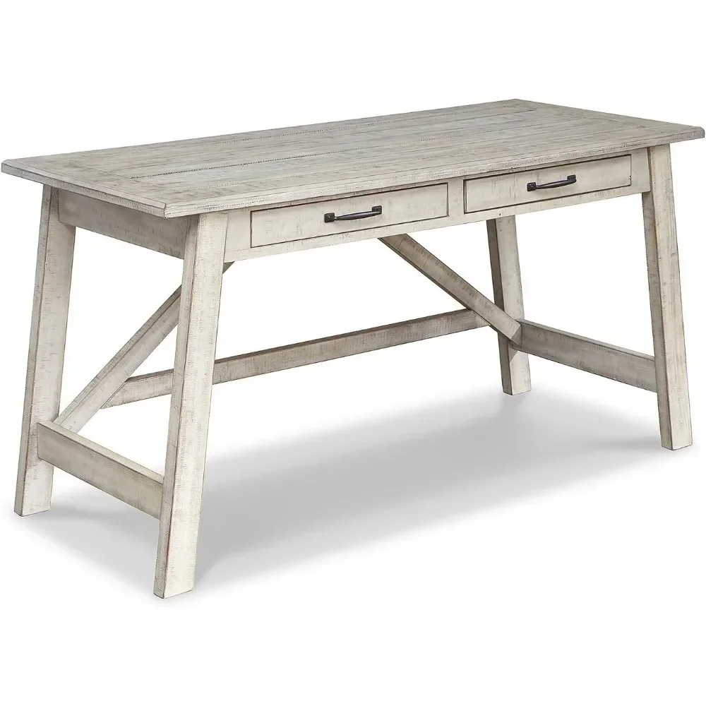 

Carynhurst Farmhouse 60" Home Office Desk with Drawers, Distressed White