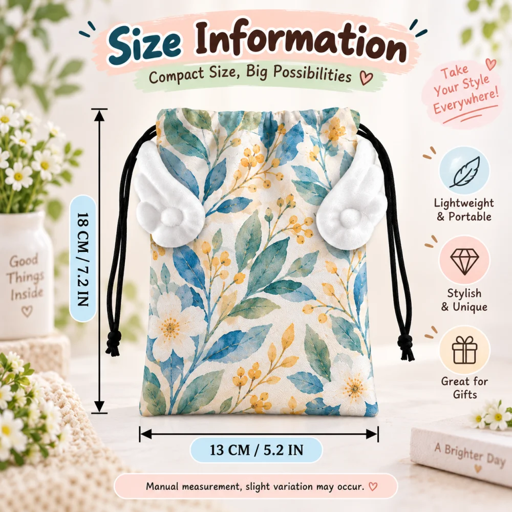 Custom Chunya Drawstring Zero wallet Backpack 18x13cm with Wings Personalized Small Bag for Travel Storage Gift Daily Use purse
