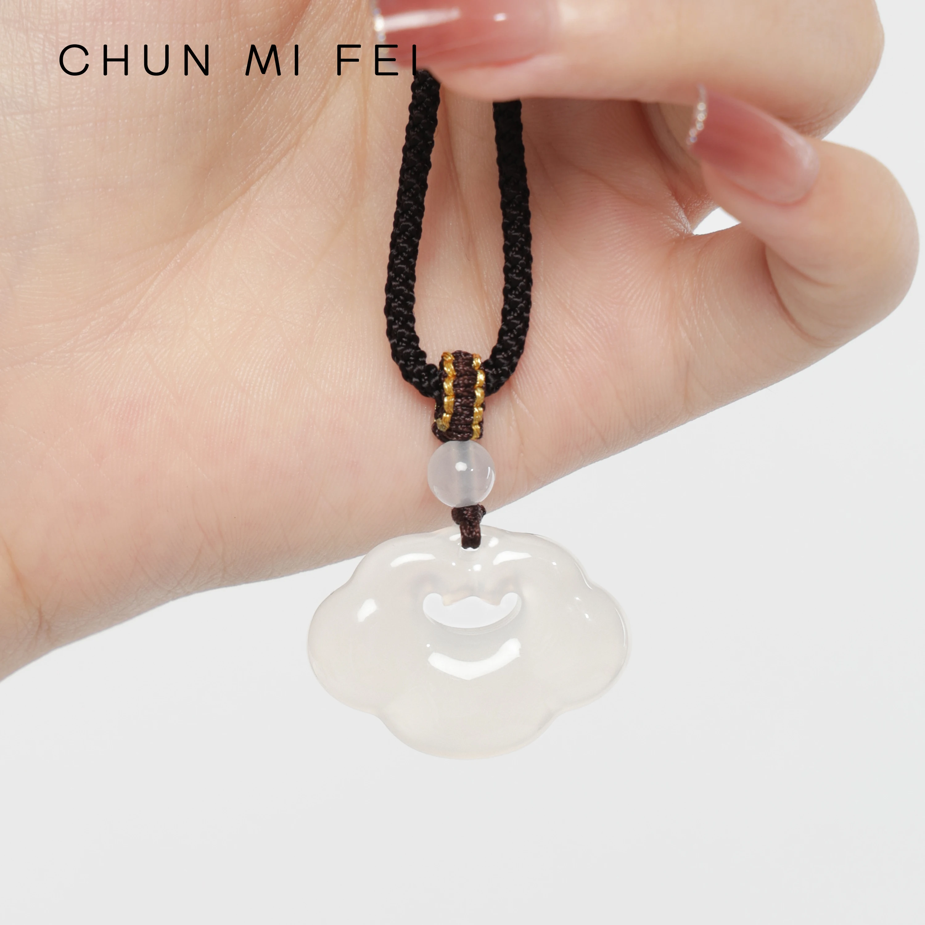 

Ожерелье из нефрита с благоприятными облаками, новое ожерелье с подвеской из жадеита в китайском стиле для женщин и мужчин, ожерелье из натурального агата и халцедона