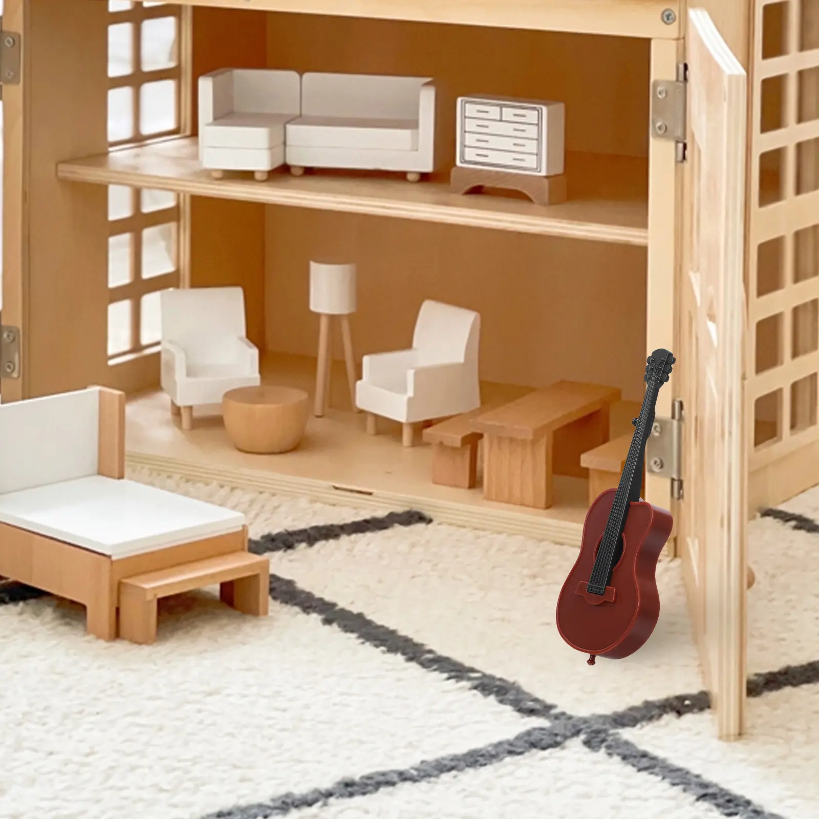 

12Pcs Mini Resin Electric Guitar Ornament Set for Dollhouse Scene Decoration Tiny Musical Instrument Home Decor DIY Craft