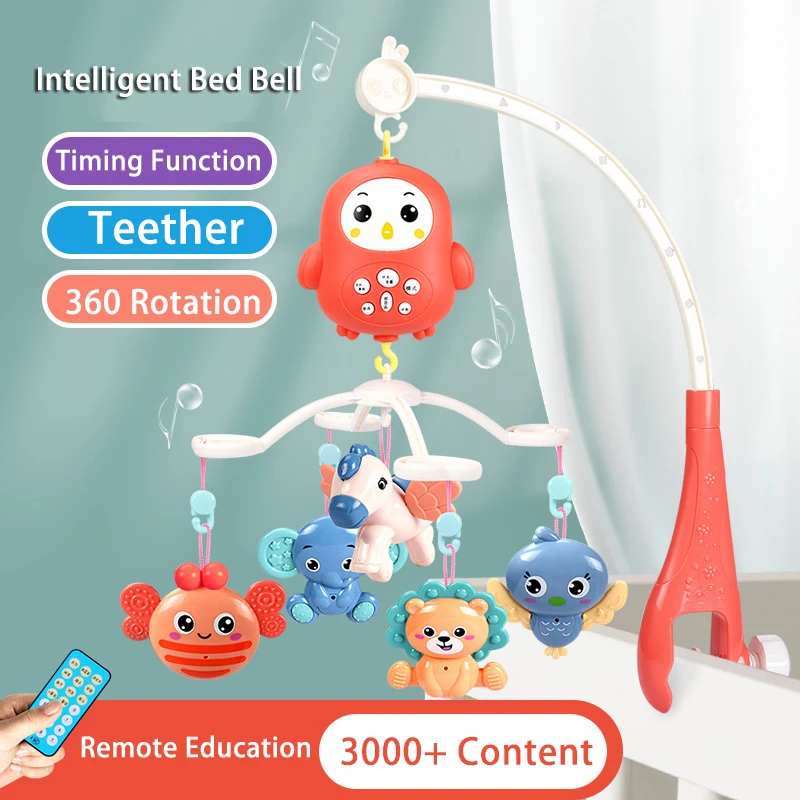 

Baby Mobile Rattle Toys with Remote Control Music Rotating Bedside Bell Soother Montessori Toy Gift for Newborn 0-12 Months