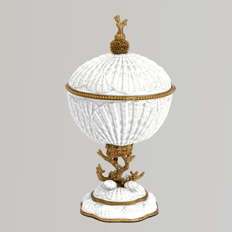 وعاء بورسلين بغطاء من البورسلين الصيني، فن طاولة تزيين المنزل