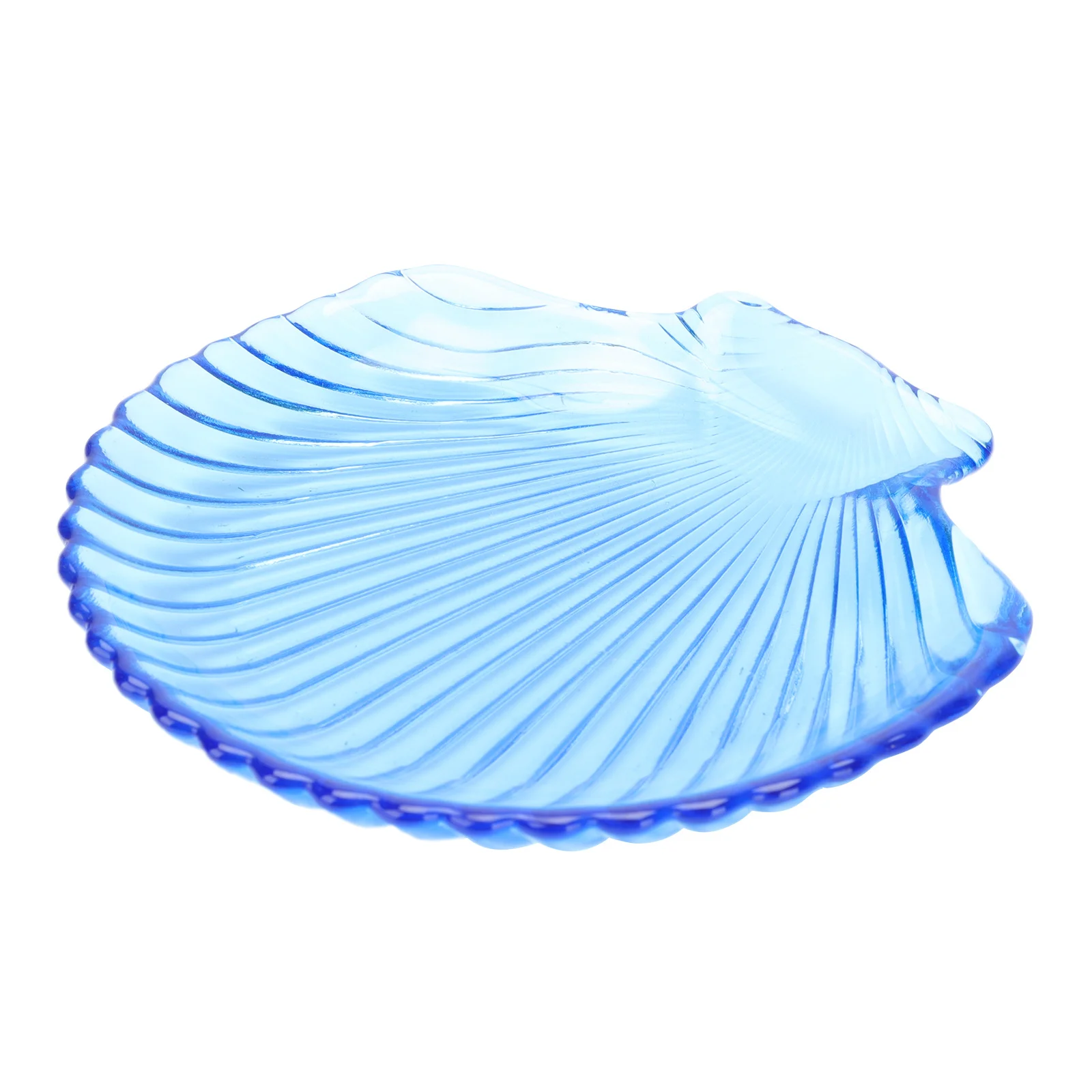 

1Pcs Glass Fruit Plate Blue Ocean Style Elegant Scallop Shape Dish for Home Dinnerware Decorative Tableware Appetizer Dessert
