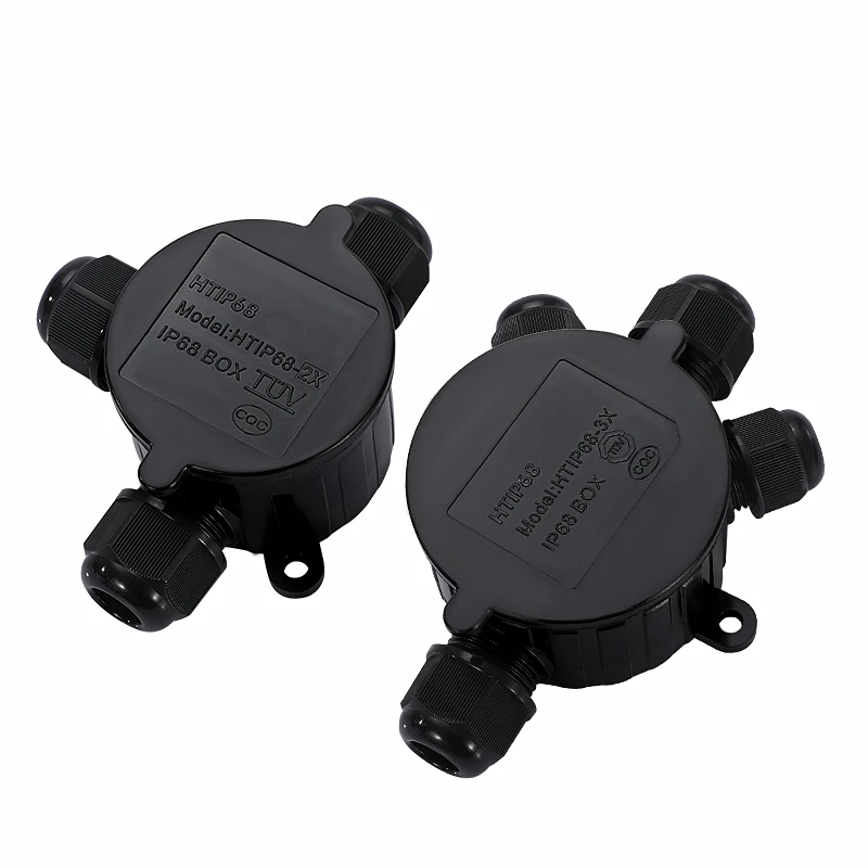 IP68 Outdoor Mini Electrical Juction Box Rround PA66 Plastic Black Enclosure Electricity Connections Case With Rotary Cover