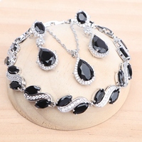 925 Silver Bridal Jewelry Sets Wedding Green Zircon Bracelets Earrings Pendant Necklace Set For Women