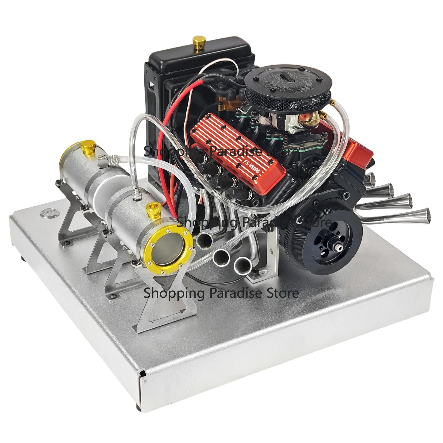 

V8 Engine Model with Base Finished Product with Base, Metal Engine Model, 28CC, 4 Stroke, Water Cooled, FS-V800G Toys