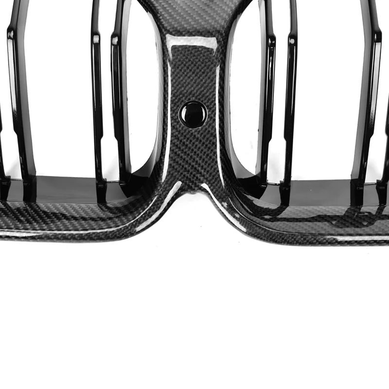 Real Carbon Fiber Front Bumper Grill for BMW 8 Series G14 G15 G16 2021-2022 Gloss Black Double Slats Car Grille 4