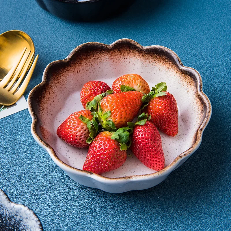 LingAo-cuenco  fruta  ensalada  cerámica japonesa, cuenco creativo  fresa encantador para sayuno  cereales