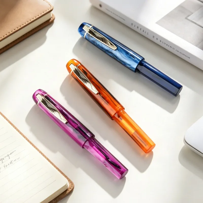 MAJOHN RS3 Short Mini Pen High End Resin Portable Travel Account Pocket Pen Student Expert Universal Writing Practice Ink Pen