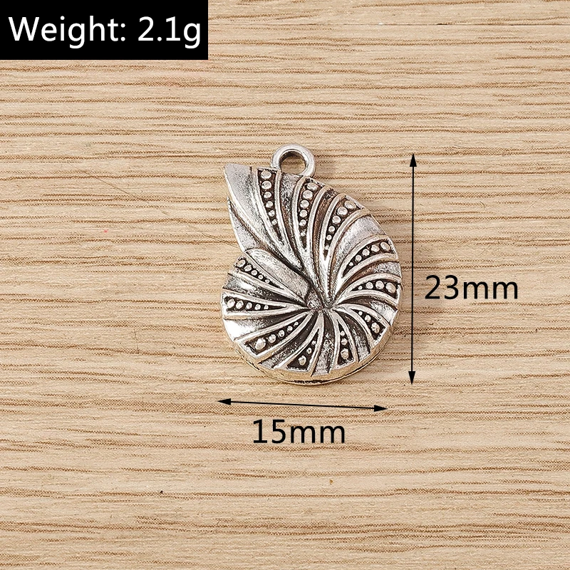 10pcs 15x23mm Cute Alloy Ocean Conch Charms Pendants for Jewelry Making Drop Earrings Necklaces Bracelets DIY Crafts Accessories