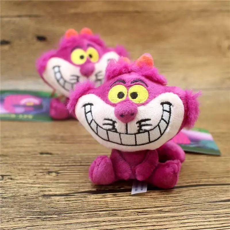 7cm 디즈니 이상한 나라의 앨리스 앉은 자세 체셔 고양이 부드러운 플러시 키체인 백팩 장식품 친구 선물