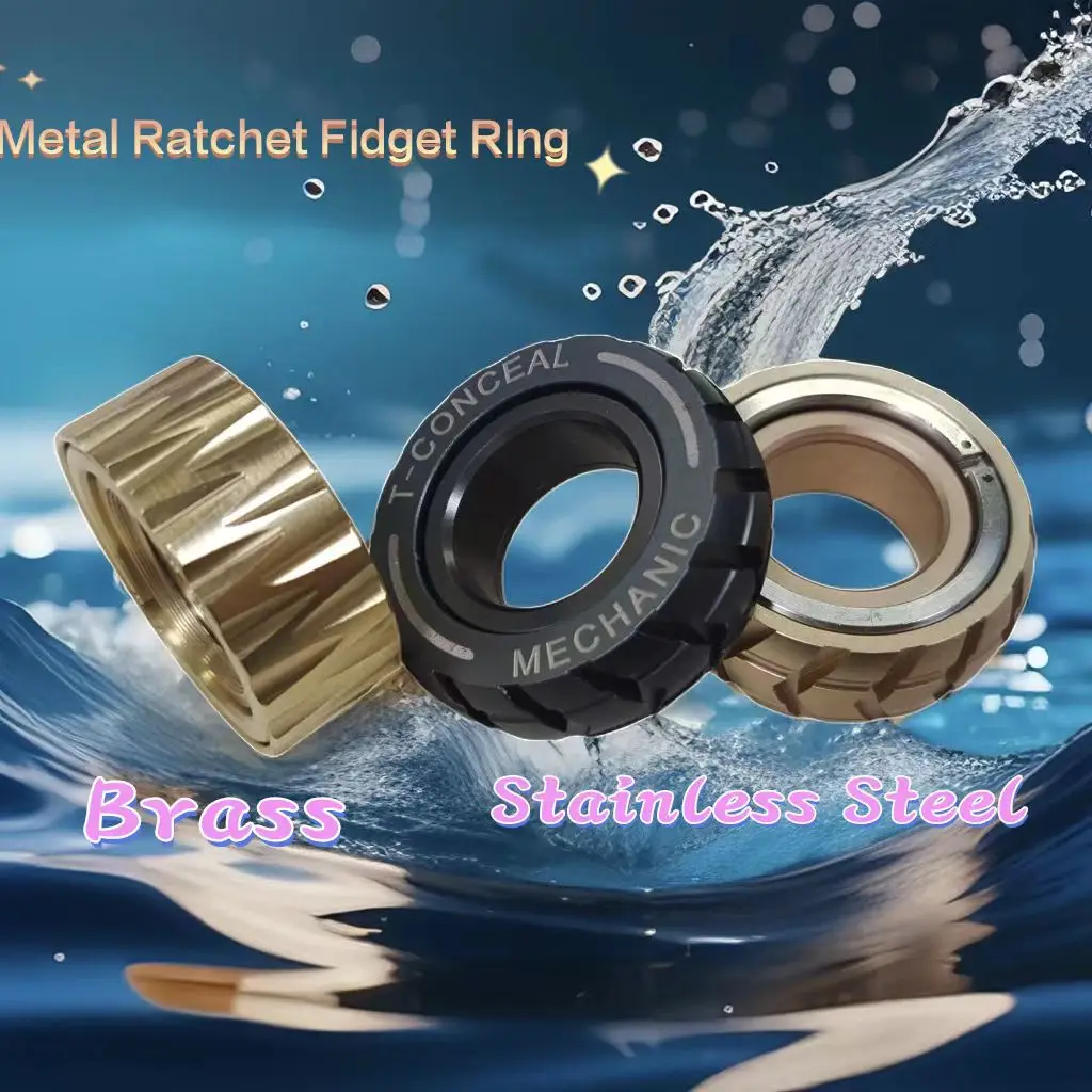 Metal Ratchet Ring Fidget Slider EDC Fingertip Fidget Toys Adult Decompression Office Desk Toy