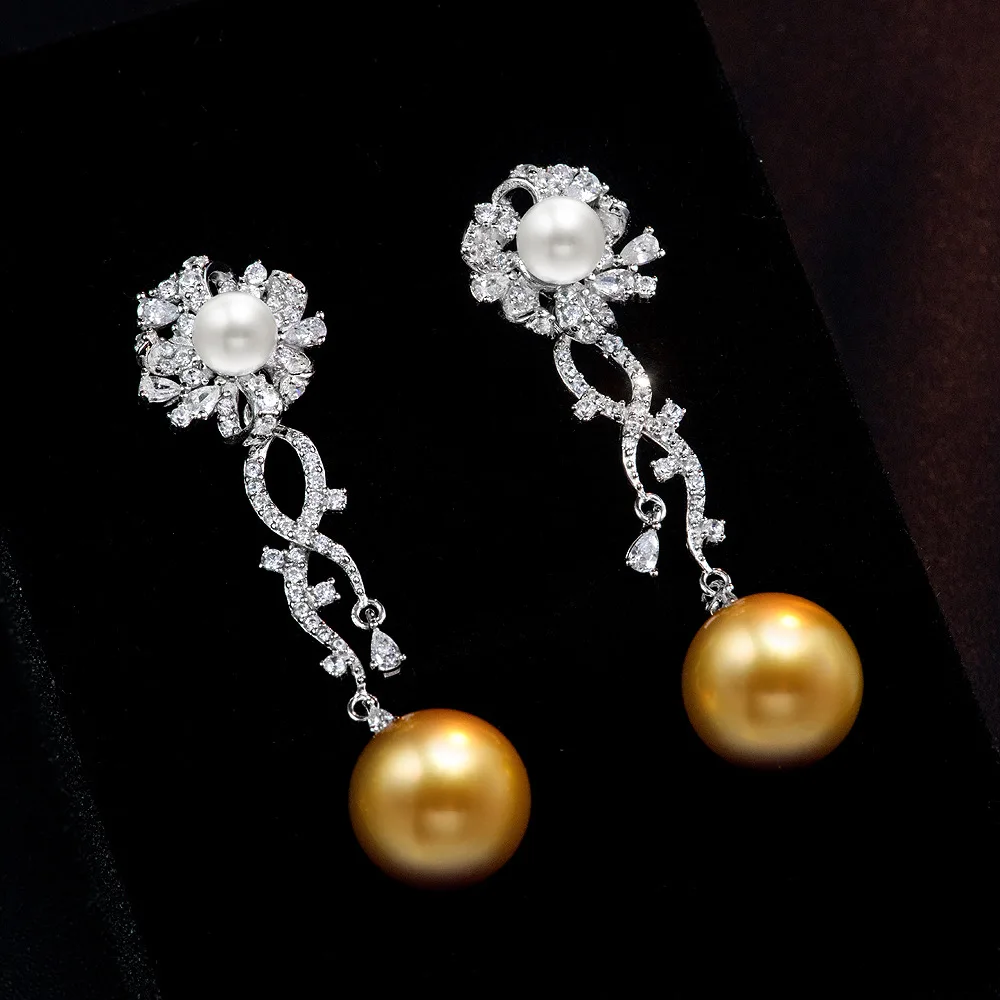 S925 Silver New 10MM Gold Beizhu Lingdong Style Earrings S925 Silver European and American Ins Light Luxury Earrings Removable