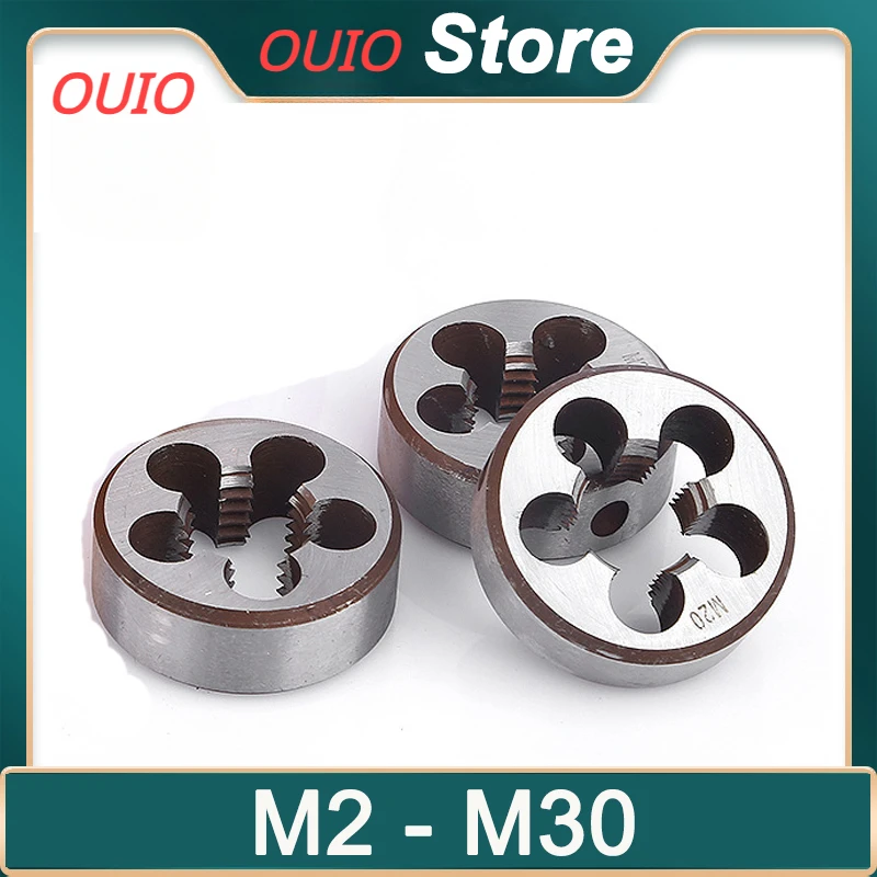 OUIO Thread Die Set M2 M3 M4 M5 M6 M10 M12 M14 M16 M18 M20 M30 High Speed Steel Die Hard Alloy Steel Round Thread Cutting Tool