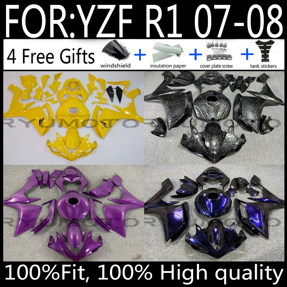 

NEW ABS Motorcycle Fairings Kit fit For YAMAHA 2007 2008 07 08 R1 YZF1000 YZFR1 YZF-R1 Bodywork full fairing kit body Plastic