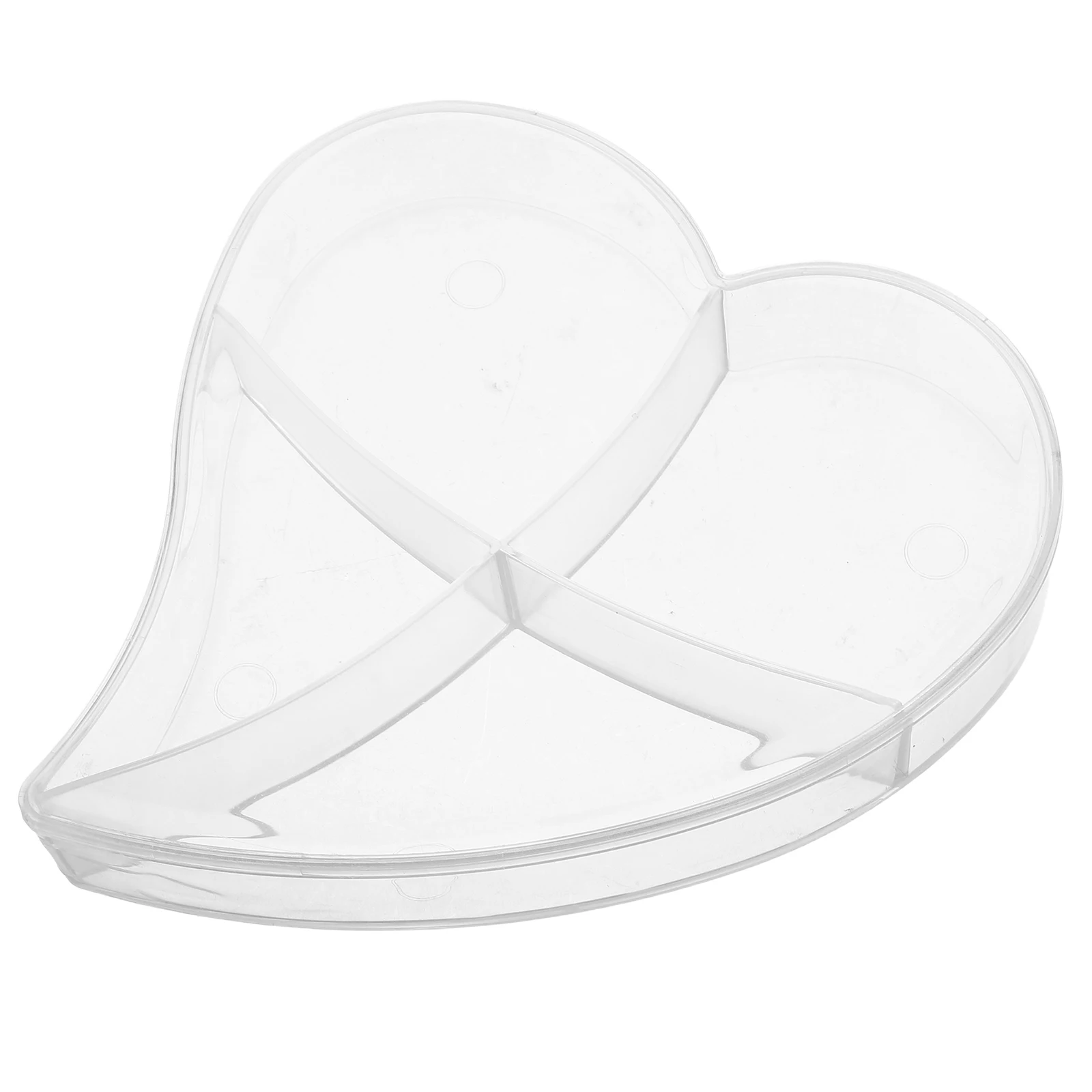 

Cute Heart-Shaped Storage Transparent Plastic Multi-Grid Organizer Jewelry Necklace Holder Compact Trinket Box Mini Organizer