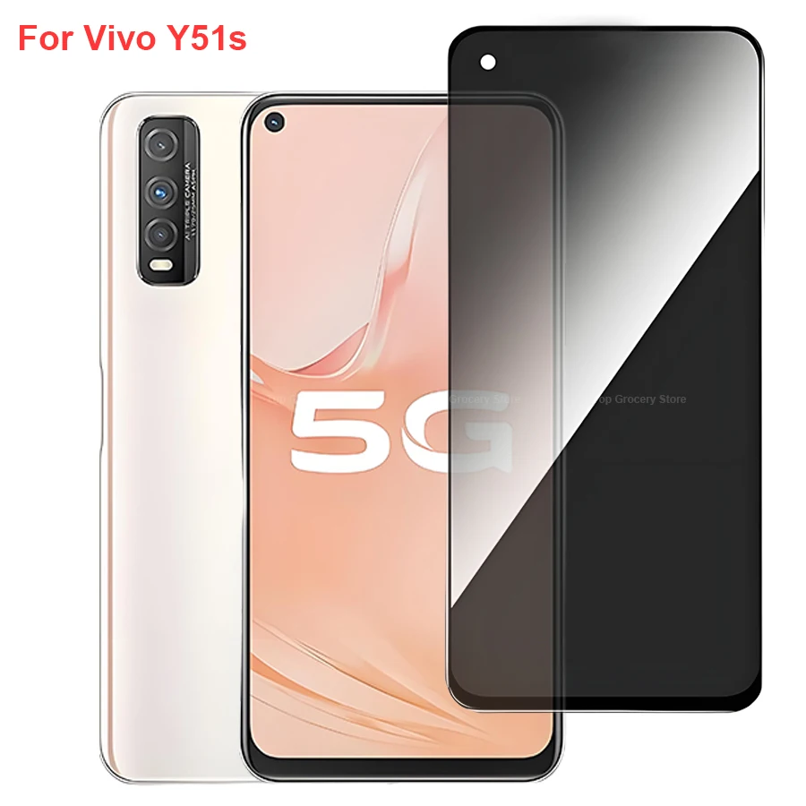 

For Vivo Y51s V2002A Anti Spy Privacy Tempered Glass Screen Protector Compatible For VivoY51s Full Cover Screen Phone Film