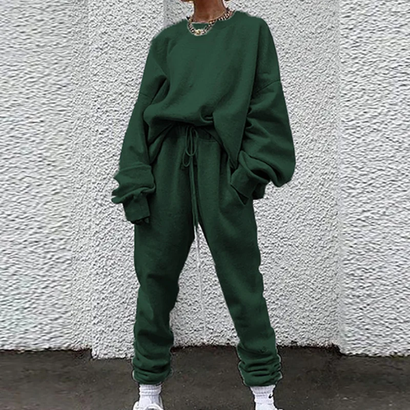 Herbst-Langarmhose für Damen Locker Lässig Einfarbig Bequeme Passform Neuer Stil Anzug – Detail 10