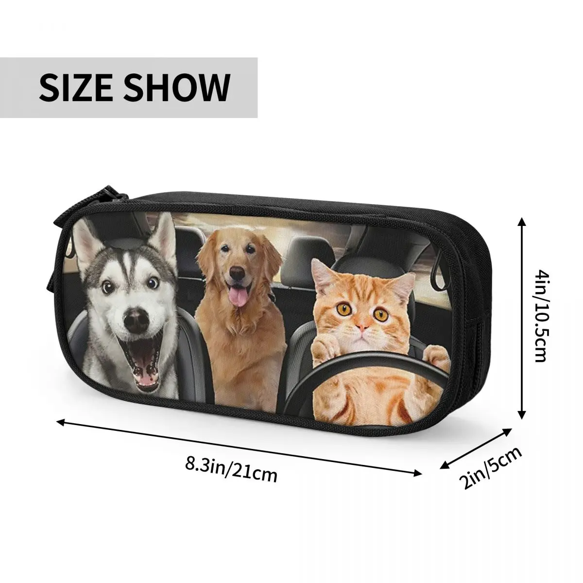 Cute Dog Cat Pencil Case Animals Driving Pen Bag Kids Big Capacity Office Gifts Pencil Box