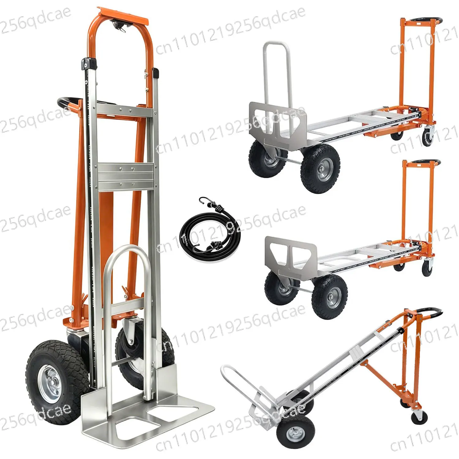 3-In-1 convertible aluminum heavy-duty folding trolley with inflatable wheels and ergonomic handle for construction, logistics
