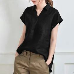 Women Chiffon Button Down Shirts With Pockets Short Sleeve Office Blouses V Neck Casual Business Tops Slim Korean Casual Shirts