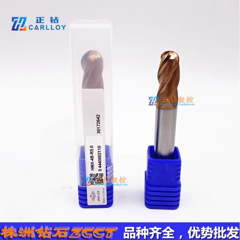 1pc 68HRC 100% original ZCC.CT HMX-4B-R5.0 solid carbide 4 flute ball nose NANO coated end mill cnc milling cutter cutting tools