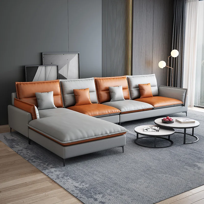 Italian minimalist technology fabric sofa, living room, small household, modern, simple, light luxury, straight row, double and