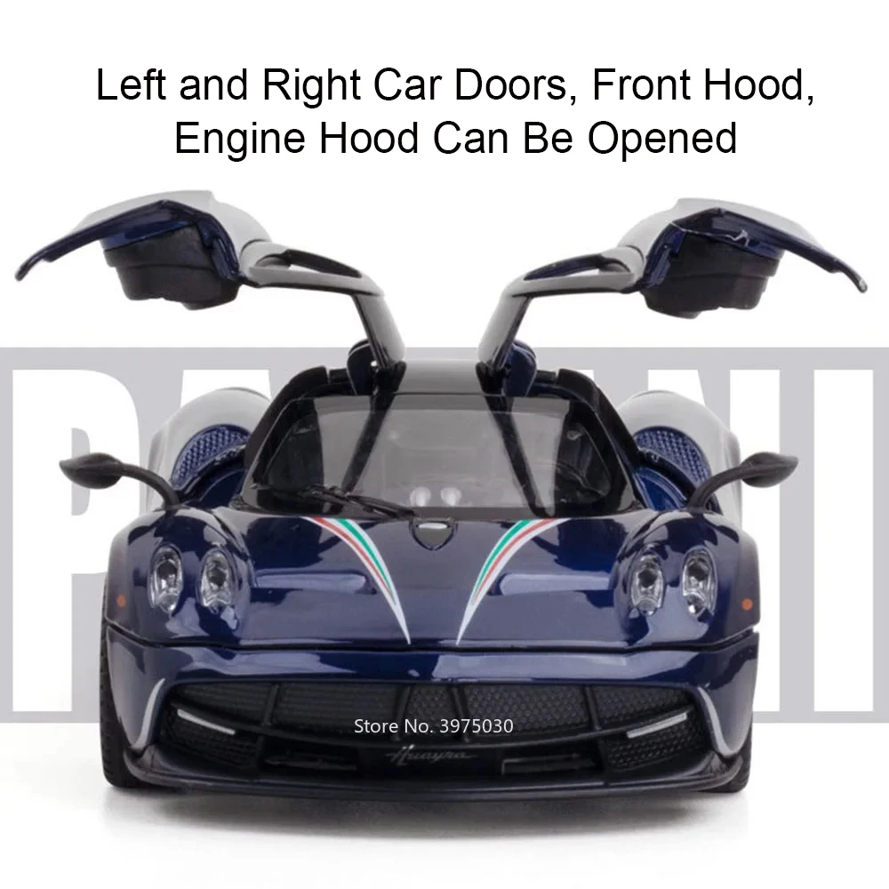 Pagani Huayra Dinastia BC, modelos de coches deportivos de aleación, juguetes fundidos, puertas, sonido abierto, luz, vehículos extraíbles, regalos para niños, 1:32