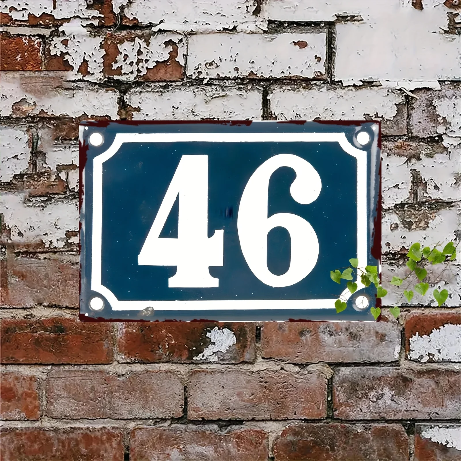 2D Flat - 2D Plane, a Metal Door Number 46 - a Traditional Iron Wall-Mounted House Number Plate Measuring 8X12 Inches, Designed
