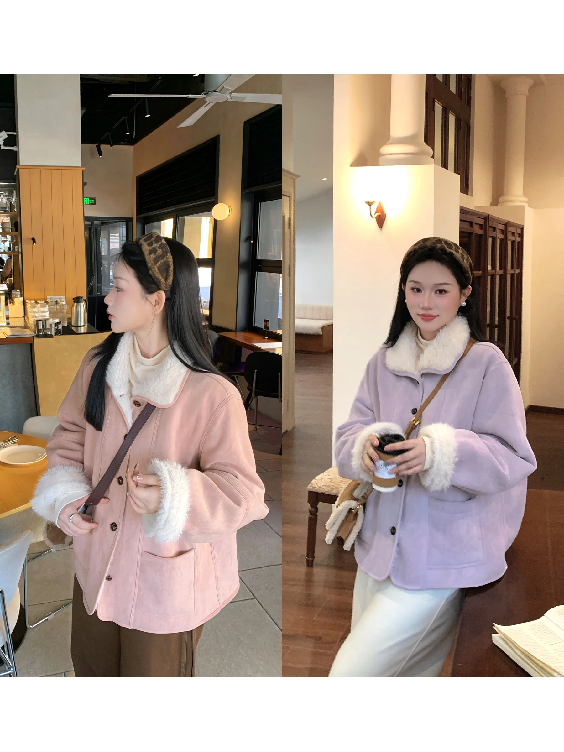

Thiened Woolen Coat Korean Sle Flip Collar Warm Outerwear for plus Size Women Ele Winter Jaet by YueBanYu