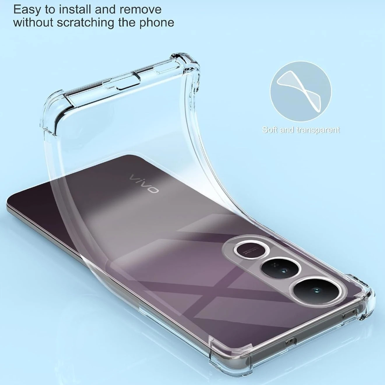 Odporna na wstrząsy obudowa TPU z czterema rogami dla Vivo V50 Lite 5G Pokrowiec ochronny Przezroczysty Capa Fundas Coque