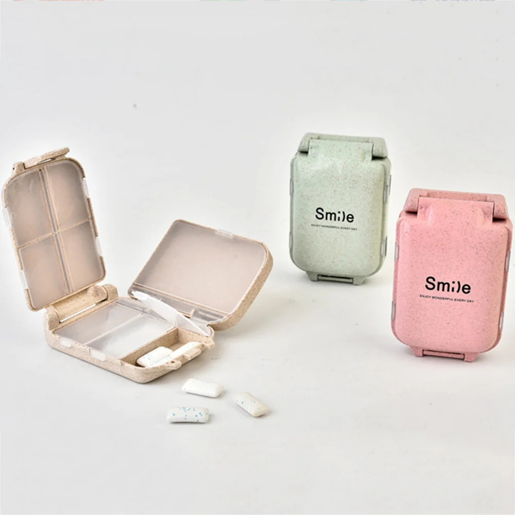 

2Pcs Portable Medicine Box Wheat Fiber Mini Travel Pill Case Jewelry Ring Storage Organizer Practical Storage Container Pink
