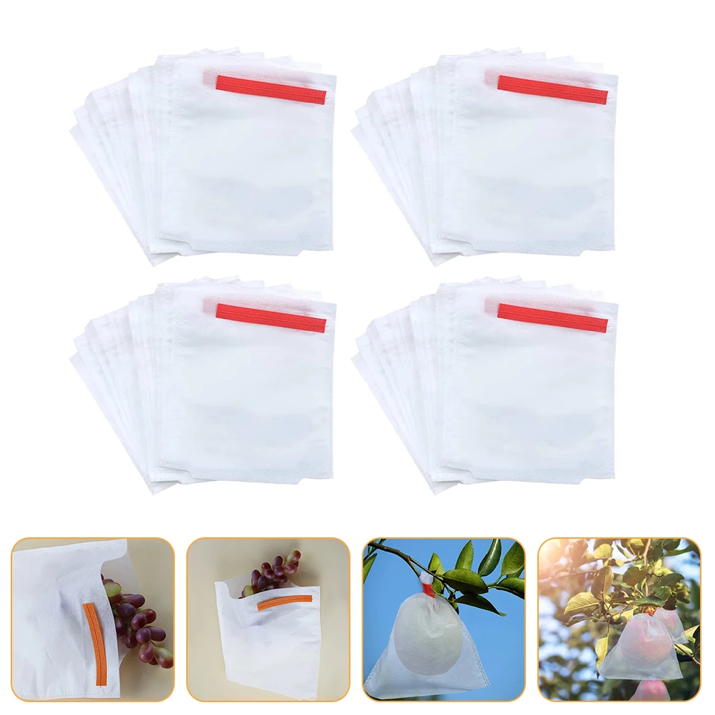 

100pcs Non-Woven Fabric Fruit Protection Bags Garden Vegetable Pouches Mosquito Proof Fine Eyelets For Outdoor Plants Flowers