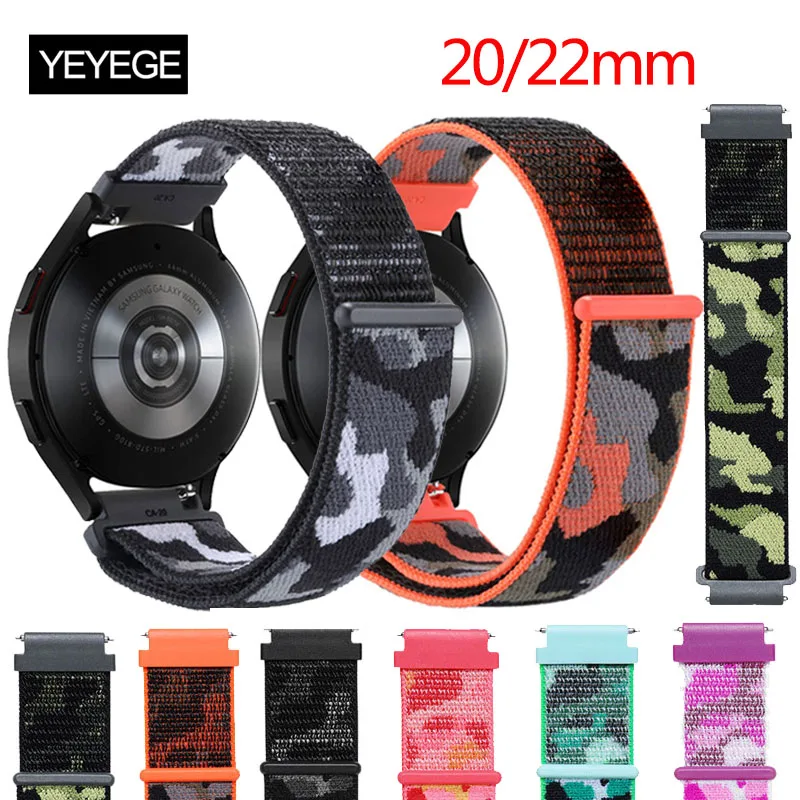 20MM 22MM Watch Strap For Samsung Galaxy Watch 5 4 3 41 45mm Camouflage Nylon Loop Active2 40 44mm Bip GTR GT2Pro/GT/2/2e GSPro